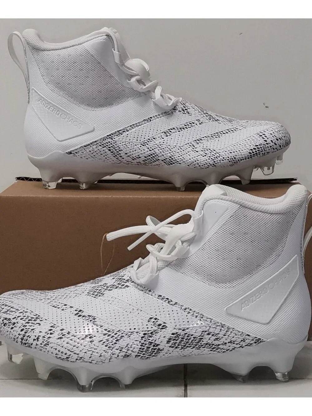 🔥⚽ Adidas Adizero Chaos Mid Football Cleats White Snakeskin Men Size 8.5 IE4005